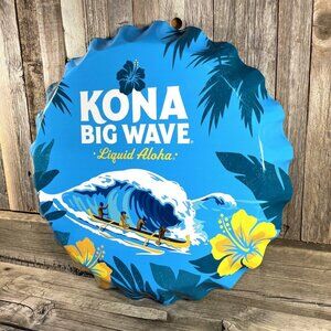 Kona Big Wave 18" Bottle Cap Metal Sign – Liquid Aloha Wall Decor –